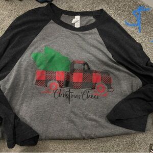 Bella Canvas Gray and Black Christmas Cheer Long Sleeve Tee